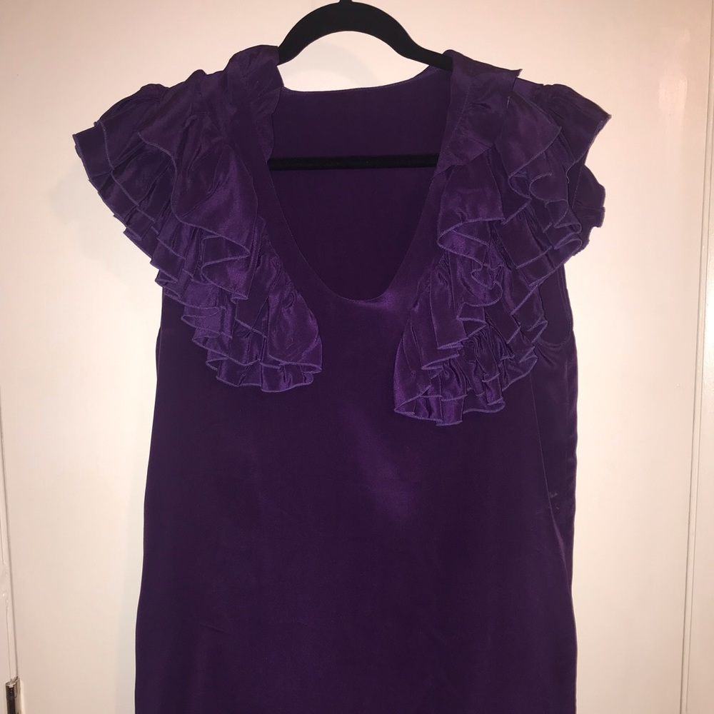 PURPLE SATIN FRED SEGAL BABYDOLL DRESS!